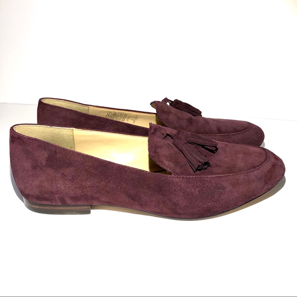 Lands End Wine Suede Tassel Loafer Flats Sz 9.5